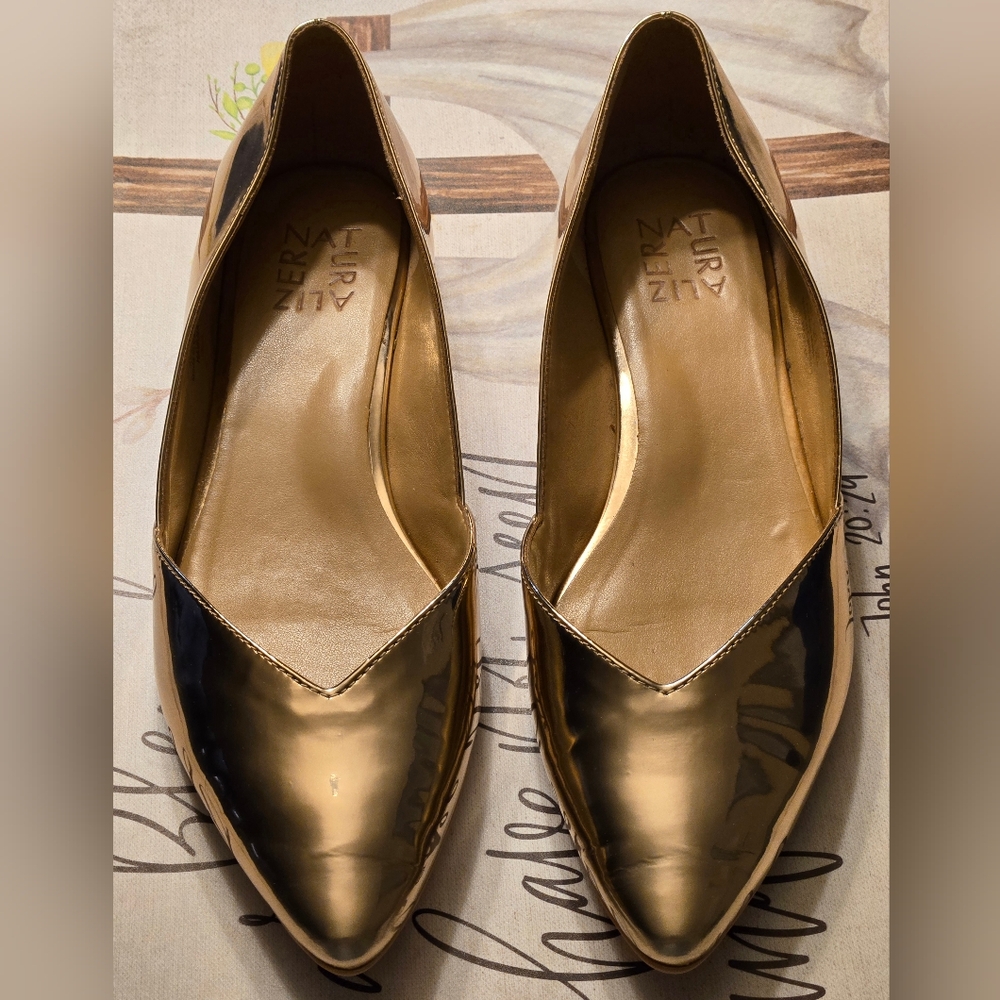 Naturalizer Gold Pointed Toe Flats